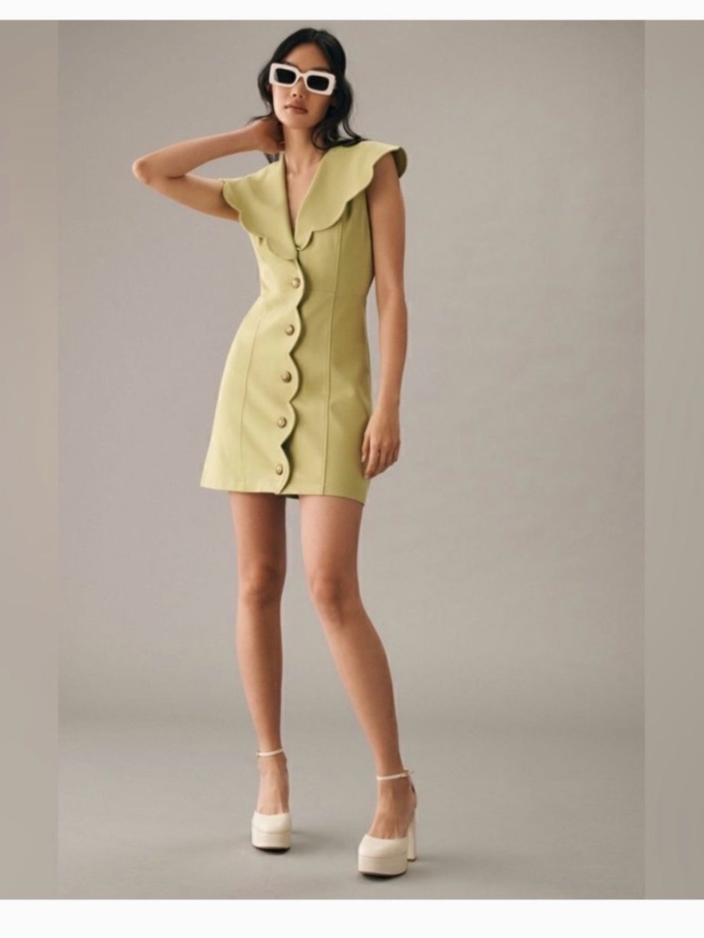 Anthropologie Maeve Scalloped Buttondown Dress (M)